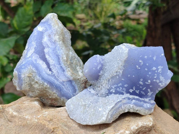 Natural Blue Lace Agate Geode Specimens x 12 From Nsanje, Malawi