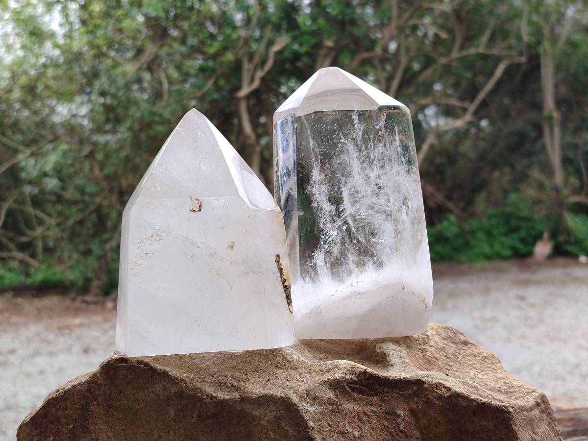 Polished Clear Quartz Crystals x 2 From Madagascar - Toprock Gemstones and Minerals 