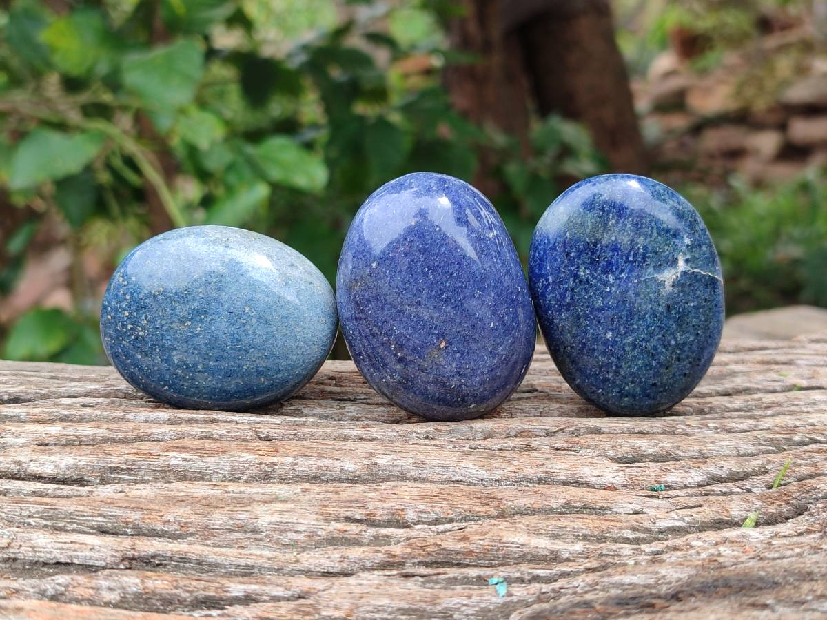 Polished Lazulite Galets x 24 From Madagascar - Toprock Gemstones and Minerals 