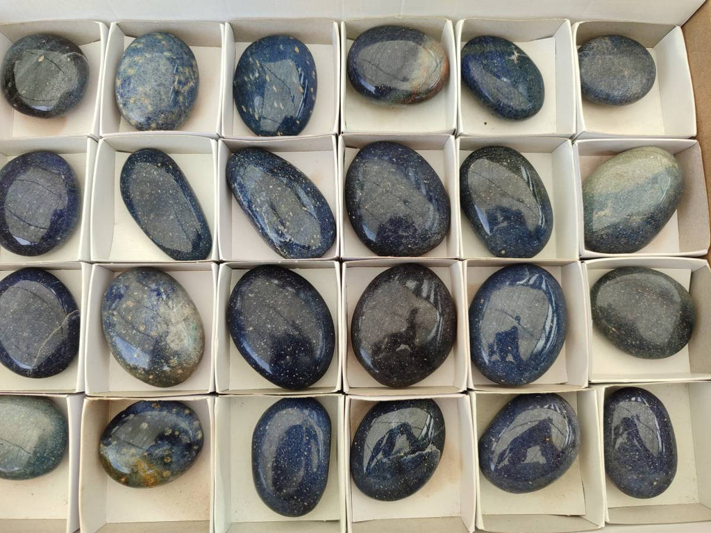 Polished Lazulite Galets x 24 From Madagascar - Toprock Gemstones and Minerals 