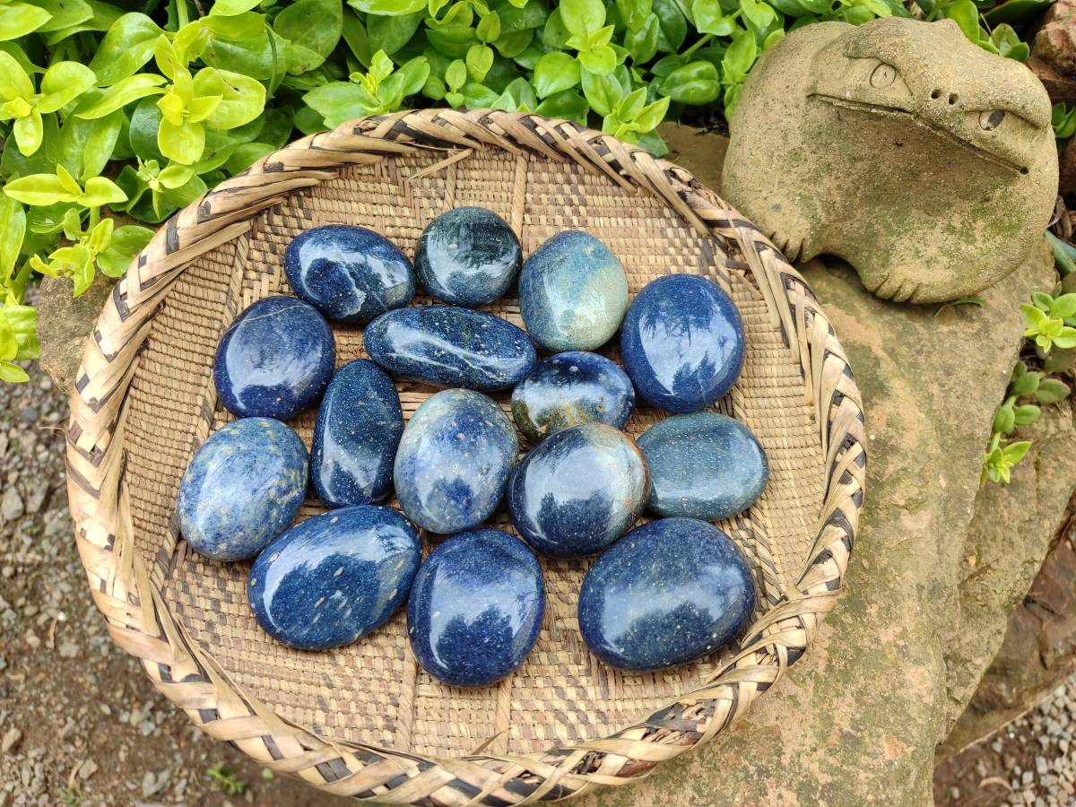 Polished Lazulite Galets x 24 From Madagascar - Toprock Gemstones and Minerals 