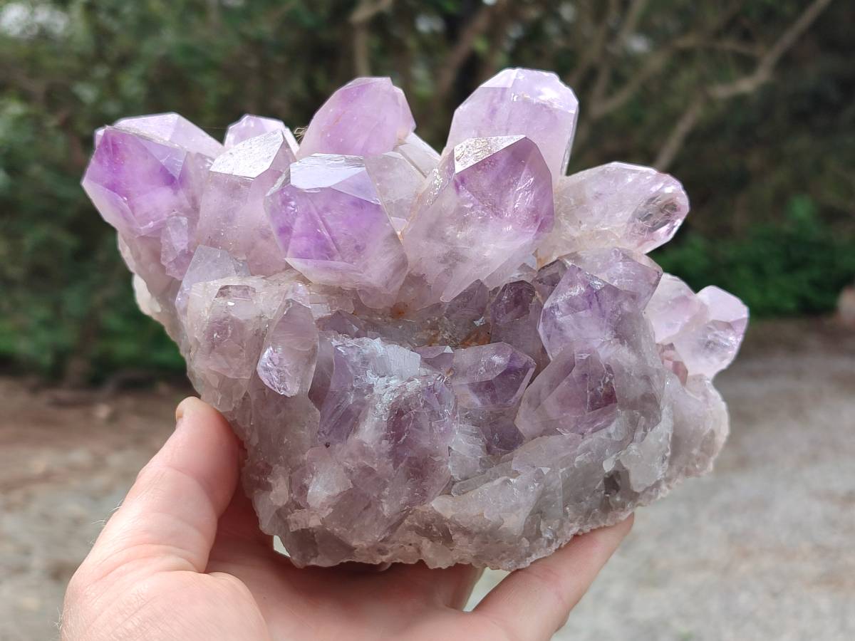 Natural Jacaranda Amethyst Quartz Crystal Clusters x 2 From Mumbwa, Zambia - Toprock Gemstones and Minerals 