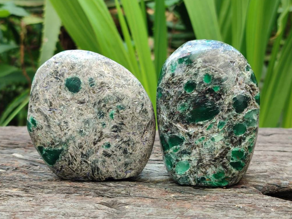 Polished Emerald Mica 'Mutokolite' Standing Free Forms x 6 From Mutoko, Zimbabwe - Toprock Gemstones and Minerals 