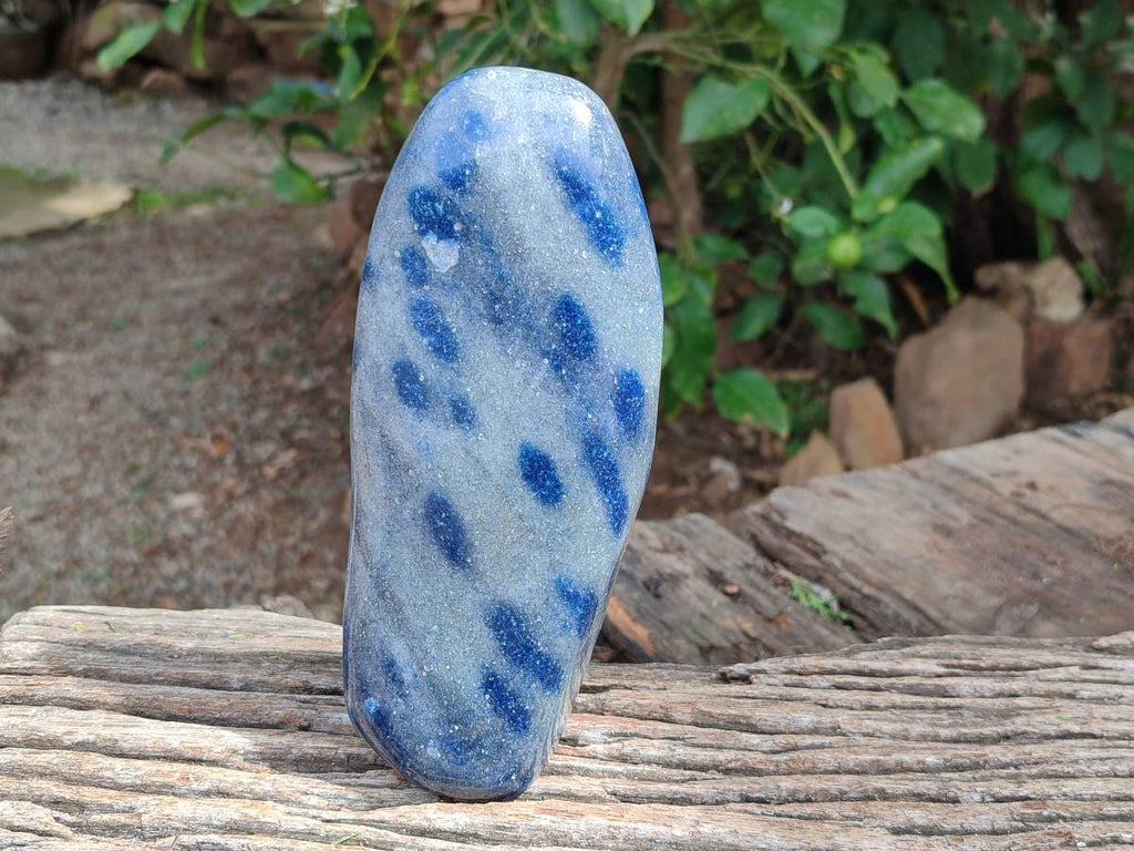 Polished Blue Spotted Spinel in Quartz Standing Free Form x 2 From Madagascar - Toprock Gemstones and Minerals 