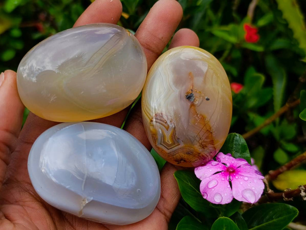 Polished Mixed Agate Galets x 24 From Madagascar - Toprock Gemstones and Minerals 