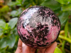 Polished Rhodonite Spheres x 3 From Ambindavato, Madagascar - Toprock Gemstones and Minerals 