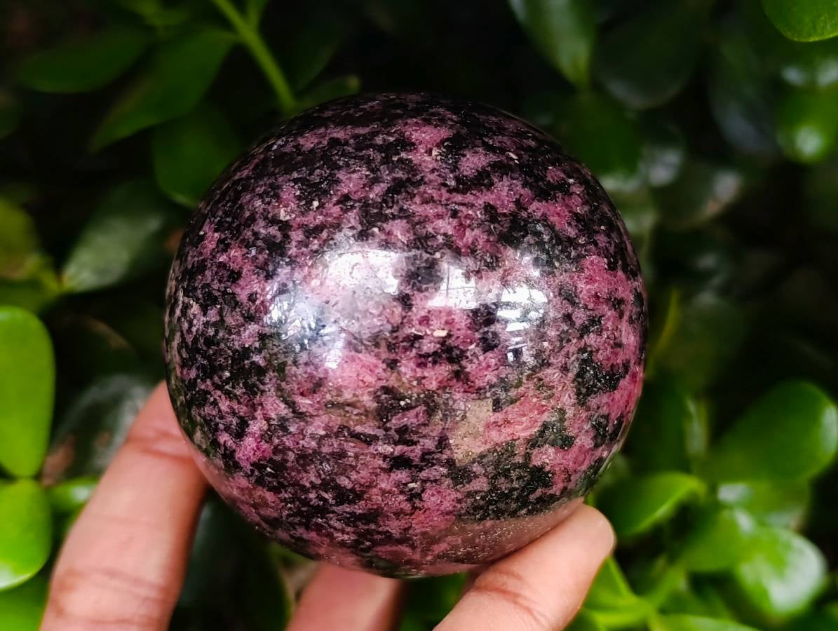Polished Rhodonite Spheres x 3 From Ambindavato, Madagascar - Toprock Gemstones and Minerals 