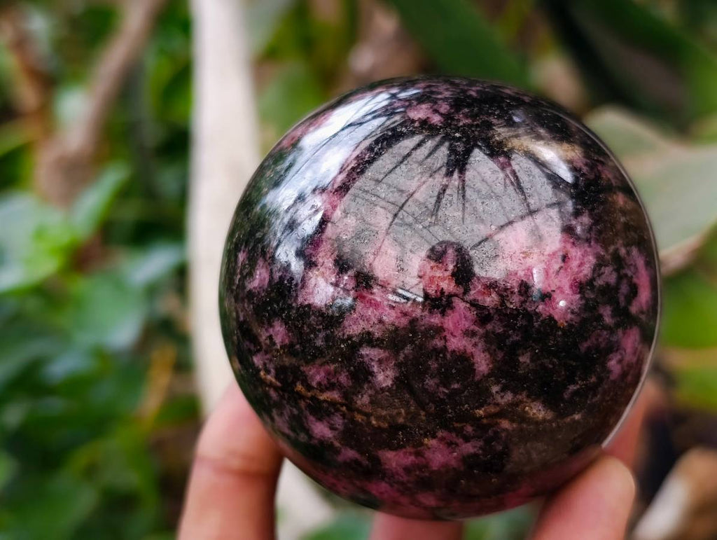 Polished Rhodonite Spheres x 3 From Ambindavato, Madagascar - Toprock Gemstones and Minerals 