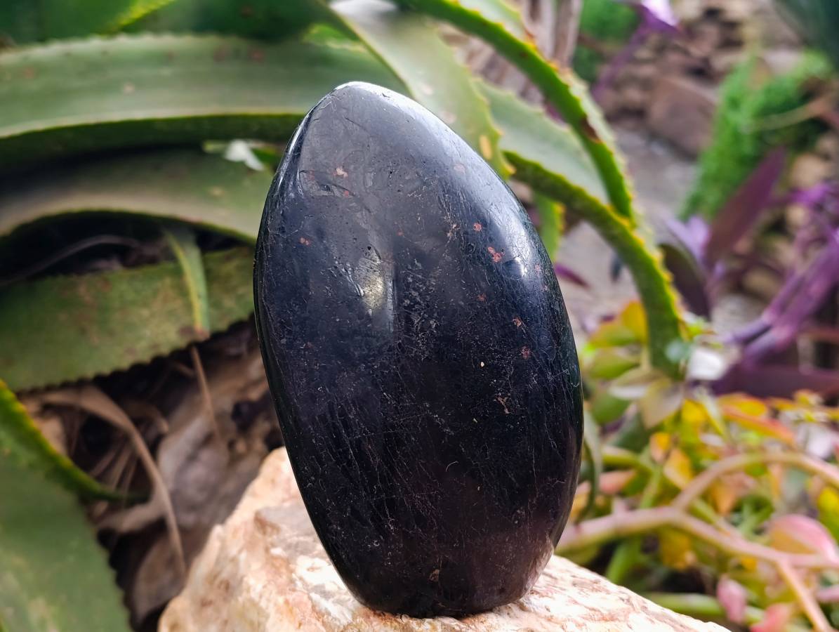 Polished Black Tourmaline Standing Free Forms x 2 From Madagascar - Toprock Gemstones and Minerals 
