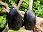 Polished Black Tourmaline Standing Free Forms x 2 From Madagascar - Toprock Gemstones and Minerals 