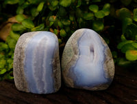 Polished Blue Lace Agate Standing Free Forms x 7 From Nsanje, Malawi