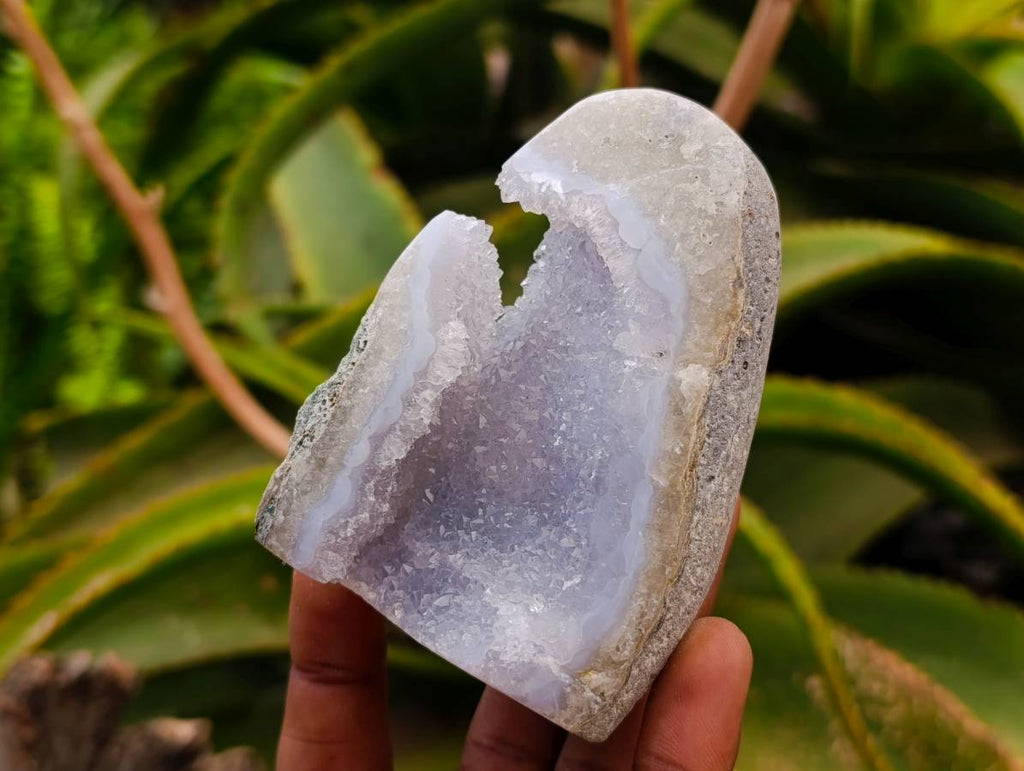 Polished Blue Lace Agate Standing Free Forms x 7 From Nsanje, Malawi - Toprock Gemstones and Minerals 