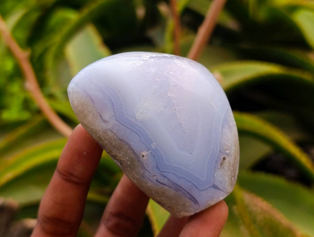 Polished Blue Lace Agate Standing Free Forms x 7 From Nsanje, Malawi - Toprock Gemstones and Minerals 