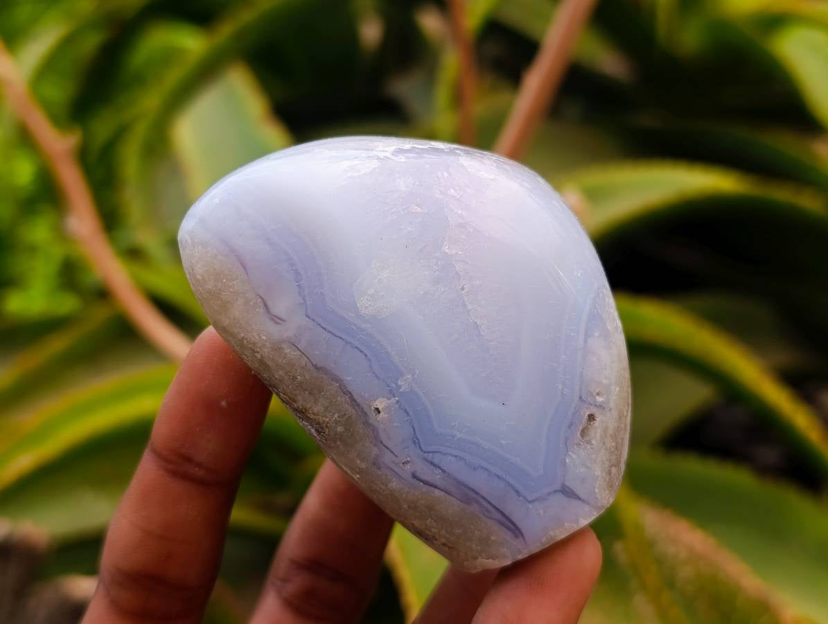 Polished Blue Lace Agate Standing Free Forms x 7 From Nsanje, Malawi - Toprock Gemstones and Minerals 