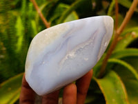 Polished Blue Lace Agate Standing Free Forms x 7 From Nsanje, Malawi