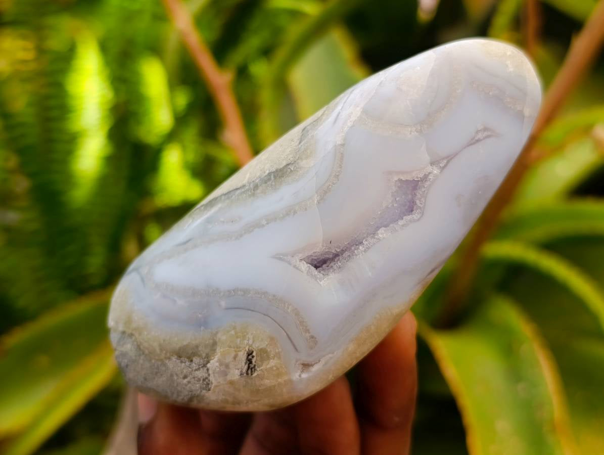 Polished Blue Lace Agate Standing Free Forms x 7 From Nsanje, Malawi - Toprock Gemstones and Minerals 