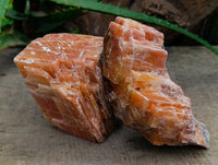 Natural Sunset Orange Calcite Specimens x 2 From Spitzkop, Namibia