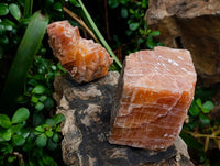 Natural Sunset Orange Calcite Specimens x 2 From Spitzkop, Namibia