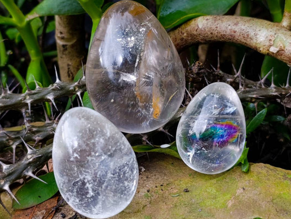 Polished Rock Crystal Gemstone Eggs x 6 From Madagascar