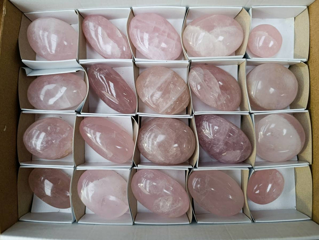 Polished Rose Quartz Palm Stones x 20 From Madagascar - Toprock Gemstones and Minerals 
