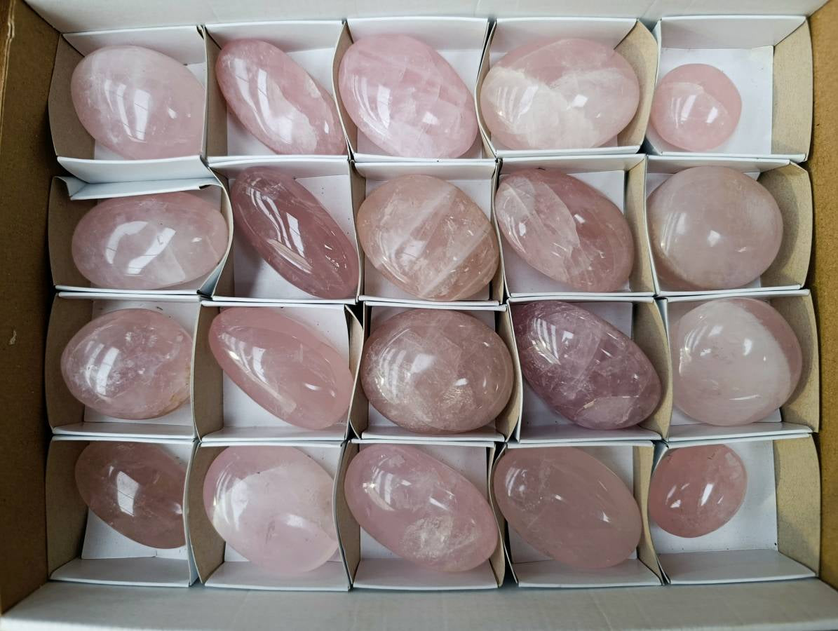 Polished Rose Quartz Palm Stones x 20 From Madagascar - Toprock Gemstones and Minerals 