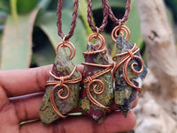 Hand Made Bastite Copper Wire Wrapped Pendants -Sold Per Item- From South Africa
