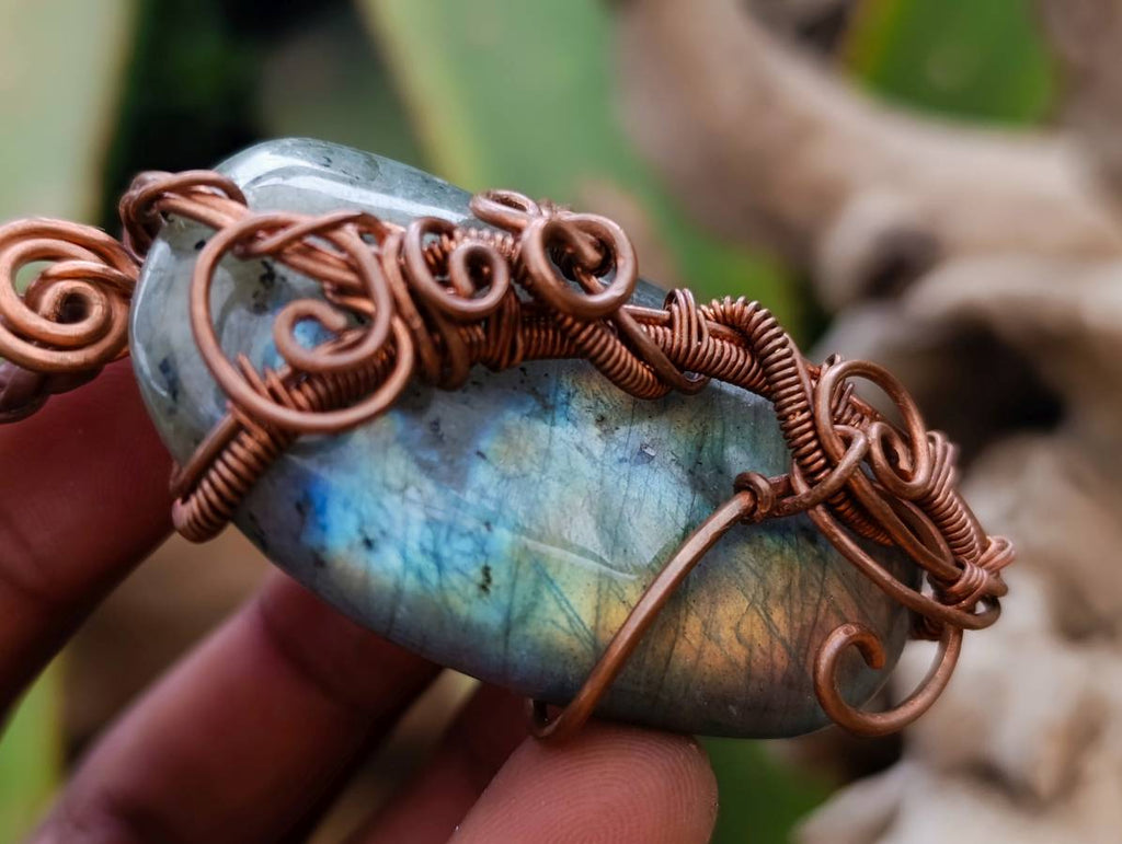 Hand Made Labradorite Copper Wire Wrapped Stone Pendants -Sold Per Item- From South Africa - Toprock Gemstones and Minerals 
