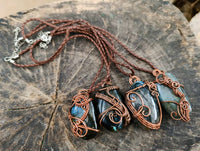 Hand Made Labradorite Copper Wire Wrapped Stone Pendants -Sold Per Item- From South Africa