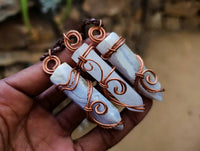 Hand Made Blue Lace Agate Copper Wire Wrapped Stone Pendants -Sold Per Item- From South Africa