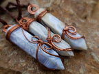 Hand Made Blue Lace Agate Copper Wire Wrapped Stone Pendants -Sold Per Item- From South Africa - Toprock Gemstones and Minerals 