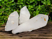 Natural Icy Etched Quartz Crystals x 3 From Madagascar