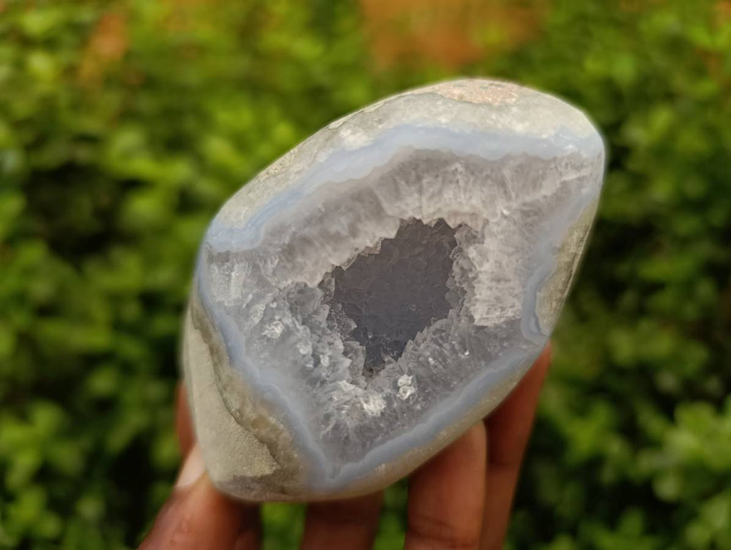 Polished Blue Lace Agate Standing Free Forms x 3 From Nsanje, Malawi - Toprock Gemstones and Minerals 