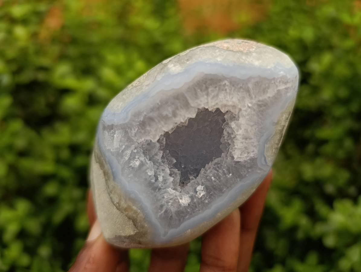 Polished Blue Lace Agate Standing Free Forms x 3 From Nsanje, Malawi - Toprock Gemstones and Minerals 