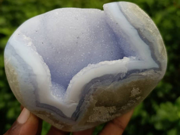 Polished Blue Lace Agate Standing Free Forms x 3 From Nsanje, Malawi