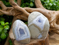 Polished Blue Lace Agate Standing Free Forms x 3 From Nsanje, Malawi