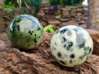 Polished Leopard Stone Spheres x 2 From Zimbabwe