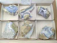 Natural Blue Lace Agate Geode Specimens x 6 From Nsanje, Malawi