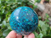 Hand Made Conglomerate Chrysocolla With Azurite And Malachite Sphere x 2 From Congo