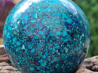 Hand Made Conglomerate Chrysocolla With Azurite And Malachite Sphere x 2 From Congo