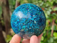 Hand Made Conglomerate Chrysocolla With Azurite And Malachite Sphere x 2 From Congo