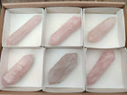 Polished Double Terminated Rose Quartz Crystals x 6 From Madagascar - Toprock Gemstones and Minerals 