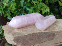 Polished Double Terminated Rose Quartz Crystals x 6 From Madagascar