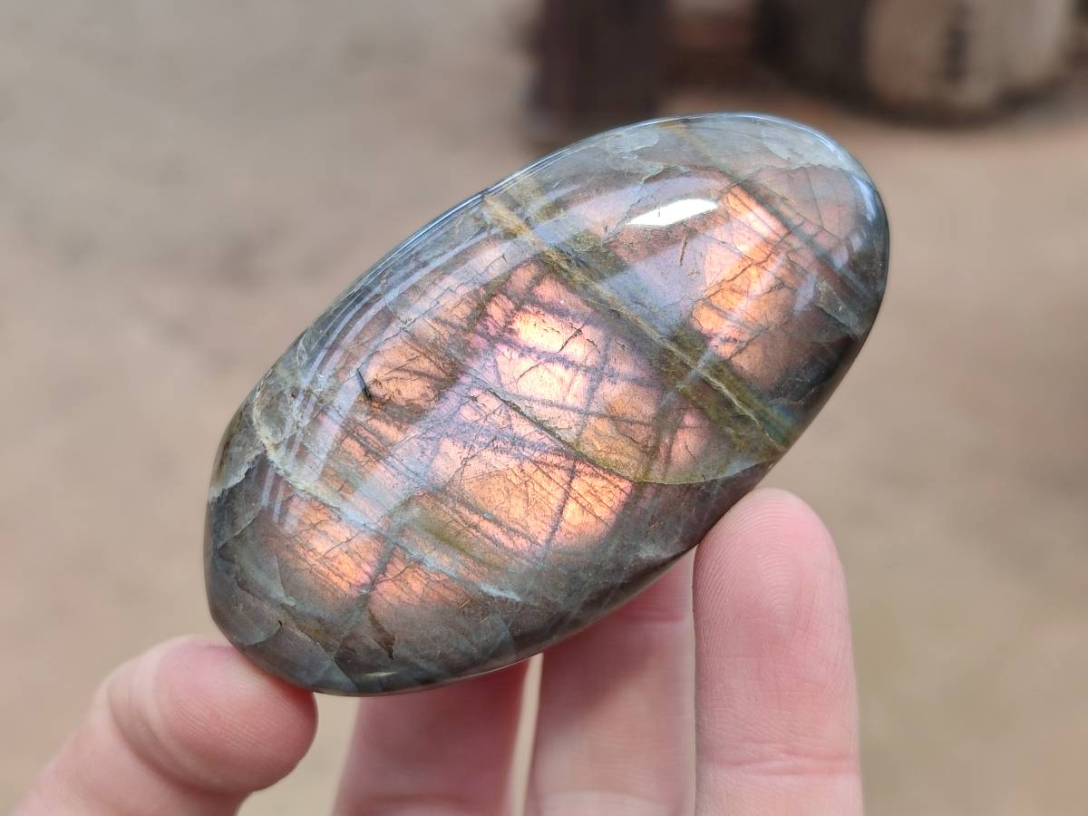 Polished Purple Flash Labradorite Galets x 12 From Tulear, Madagascar - Toprock Gemstones and Minerals 