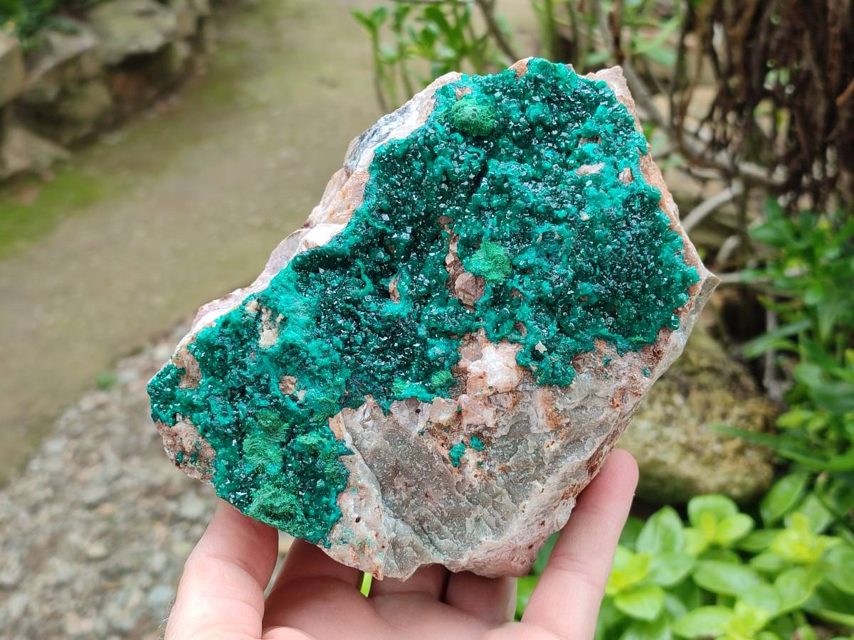 Natural Dioptase with Malachite On Dolomite Specimen x 1 From Likasi, Congo - Toprock Gemstones and Minerals 