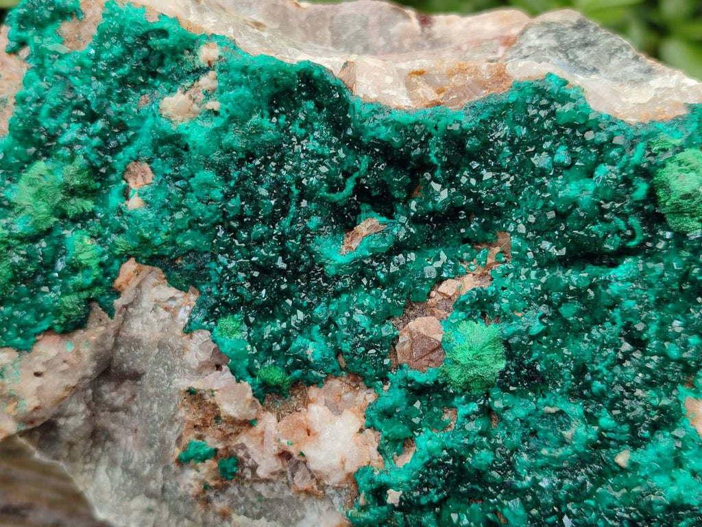 Natural Dioptase with Malachite On Dolomite Specimen x 1 From Likasi, Congo - Toprock Gemstones and Minerals 