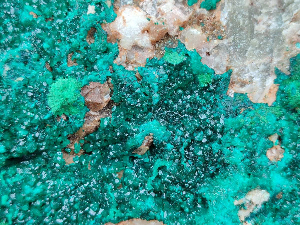 Natural Dioptase with Malachite On Dolomite Specimen x 1 From Likasi, Congo - Toprock Gemstones and Minerals 