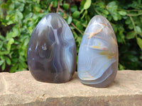 Polished Banded Agate Standing Free Forms x 6 From Madagascar