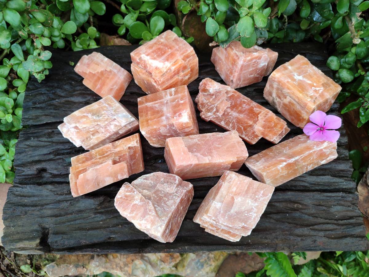 Natural Sunset Orange Calcite Specimens x 12 From Spitzkop, Namibia - Toprock Gemstones and Minerals 