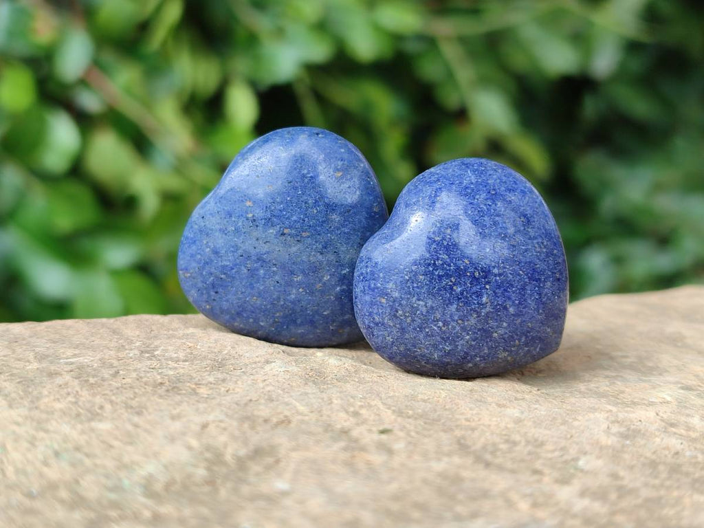 Polished Lazulite Hearts x 35 From Madagascar - Toprock Gemstones and Minerals 