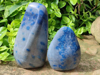 Polished Blue Spotted Spinel in Quartz Standing Free Forms x 2 From Madagascar